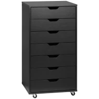 Vinsetto Seven-Drawer Filing Cabinet, with Wheels - Black(m-1)