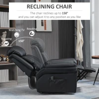 HOMCOM Power Lift Chair Recliner for Elderly, Electric Recliner Chair, Overstuffed Faux Leather Riser and Reclining Armchair with Remote Control, Side Pockets, for Living Room, Black(m-5)
