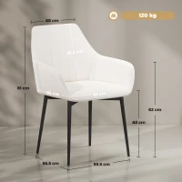 HOMCOM Chaises de salle à manger lot de 4 chaises assise dossier accoudoirs ergonomiques lin beige pieds effilés métal noir(m-3)