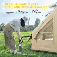 Outsunny Aufblasbares Campingzelt, Schlafzelt, Oxford-Gewebe, Netzfenster, wasserfest(m-4)
