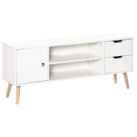 HOMCOM TV Stand for TVs up to 50", TV Console Cabinet with Open Storage Shelf and Drawers for Living Room, Entertainment Room and Bedroom, White