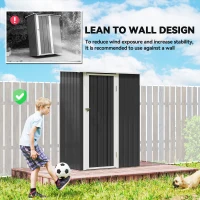 Outsunny 5ft x 3ft Garden Storage Shed, Outdoor Metal Shed with Sloped Roof, Lockable Door for Tools, Equipment, Grey(m-6)
