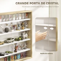 HOMCOM Vitrine de Parede de Madeira com Prateleiras Ajustáveis e 2 Portas Corredeiras de Vidro para Coleções Perfumes 80x9,5x60cm Madeira e Branco(m-5)