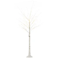 HOMCOM 6ft Artificial White Birch Tree Light with Warm White Pre-Lit LED Light for Indoor and Covered Outdoor Use(m-10)