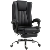 Vinsetto Home Office Chair Microfibre Desk Chair with Reclining Function Armrests Swivel Wheels Footrest Black(m-10)