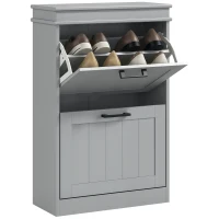 HOMCOM Two-Drawer Minimalistic 10-Shoe Cabinet - Grey(m-10)