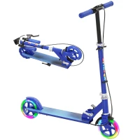 AIYAPLAY Scooter for Kids Aged 3-8 Years, with Adjustable Handle, Two Light Up Wheels, Handbrake, Rear Brake, Blue(m-10)