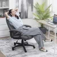 HOMCOM Faux Leather Office Chair - Charcoal Grey(m-8)