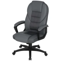 HOMCOM Faux Leather Office Chair - Charcoal Grey(m-11)