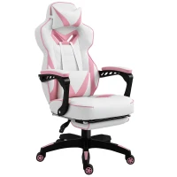 Vinsetto Computer Gaming Chair, Racing Desk Chair with Lumbar Support and Footrest, PU Leather Gamer Chair with Headrest and Swivel Wheels for Home, Pink(m-10)