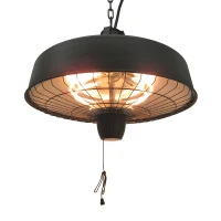 Outsunny Adjustable Power 1000/2500W Infrared Halogen Electric Patio Light Heater, Ceiling Hanging Mount -Black(m-1)