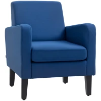 HOMCOM Linen-Look Boxy Armchair - Blue(m-10)