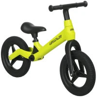 AIYAPLAY Balance Bike with Adjustable Seat and Handlebar, PU Wheels, No Pedal, for Ages 30-60 Months - Green(m-10)