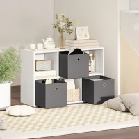 HOMCOM Estantería con 6 compartimentos y 3 cajones de tela, Estantería de Almacenamiento versátil, Gris(m-4)