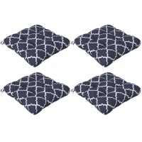 Outsunny 4-Piece Seat Cushion Pillows Replacement, Patio Chair Cushions Set with Ties for Indoor Outdoor, Blue(m-1)