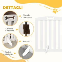 PawHut Cancellino per Cani Pieghevole a 3 Pannelli con 2 Supporti, in Legno Bianco, 155x30x61 cm(m-6)