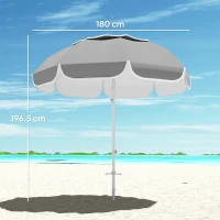 Outsunny Beach Umbrella Portable with Sand Anchor, Carry Bag, Adjustable Height & Tilt, UPF50+ UV Protection, Grey(m-3)