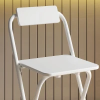 HOMCOM Set von 2 Klappbaren Barhockern mit Rückenlehne Fußstütze und Stahlrahmen für Esszimmer Tresen Weiß(m-5)