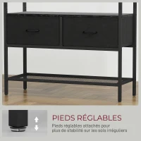 HOMCOM Portant à vêtements industriel avec 2 tiroirs en tissu, étagère, 8 crochets et cadre en acier, 80 x 30 x 180,5 cm, noir(m-6)