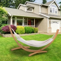 Outsunny Hängematte Outdoor Baumwolle mit Tragetasche Belastbarkeit bis 150 kg modern 290 x 100 cm Cremeweiß(m-2)