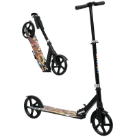 AIYAPLAY Foldable Kids Scooter with Adjustable Handlebar, 200mm Big Wheel, Rear Fender Brake, for Ages 6-12 Years, Black(m-10)