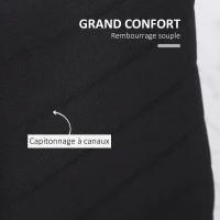 HOMCOM Lot de 4 chaises de salle à manger chaises de cuisine avec dossier haut pieds en métal et tissu en lin 41x50x97cm noir(m-5)