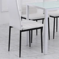 HOMCOM Lot de 4 chaises de salle à manger chaises de cuisine avec dossier haut pieds en métal et tissu en lin 41x50x97cm blanc(m-6)