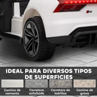 HOMCOM Coche Eléctrico para +3 Años AUDI RS e-tron GT Coche de Batería con Mando a Distancia 103x58x41 cm Blanco(m-9)
