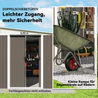 Outsunny Metall-Geräteschuppen Schrägdach verriegelbare Doppeltür 2,8 x 3,45 x 2,01m Grau(m-6)