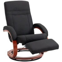 HOMCOM 135° Manual Reclining Swivel Chair, with Footrest - Black(m-11)