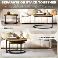 HOMCOM Set of Two Wood-Effect Stacking Tables - Brown(m-5)