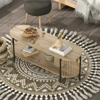 HOMCOM Móvel de TV Estilo Boémio Móvel de TV até 55 Polegadas com Detalhes em Corda de Papel e 2 Prateleiras Abertas 124x43,5x41 cm Madeira(m-8)