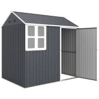 Outsunny 7 x 6ft Galvanised Garden Shed, with Latch - Dark Grey(m-11)