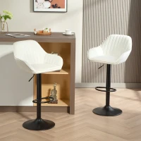 HOMCOM Conjunto de 2 Bancos de Bar Giratórios Bancos Altos de Cozinha com Altura Ajustável 50,5x50x87-107 cm Creme(m-2)