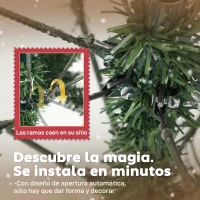 HOMCOM Árbol de Navidad Artificial 180 cm con 910 Ramas con Nieve 58 Piñas y Soporte Metálico Plegable Fácil Montaje Verde(m-6)