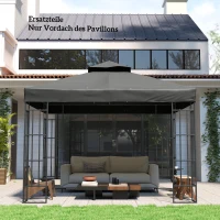 Outsunny 3 x 3 m Ersatzdach für Pavillon, Pavillon-Ersatzplane mit Wasserablauf-Löchern, UPF30+, Sonnenschutz, Dunkelgrau(m-8)