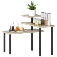 HOMCOM Étagère de Cuisine de 3 Niveaux avec 3 Étagères Rotatives Cadre Métallique et Conception Étagée pour Salle à Manger Salon Naturel