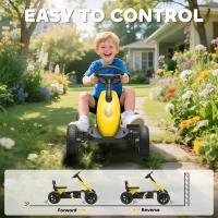 AIYAPLAY Pedal Go Kart for Kids 2-5 Years, with Silent EVA Wheels, Metal Frame, Yellow(m-6)