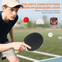 SPORTNOW Raquetes de Ping Pong com 4 Raquetes, 8 Bolas e Estojo de Transporte para Iniciantes e Especialistas Vermelho(m-4)