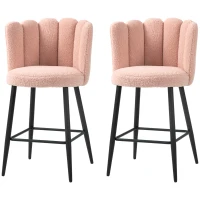 HOMCOM Pack de 2 taburetes de bar, taburetes de bar con respaldo y reposapiés, patas de acero, 52 x 53 x 93 cm, rosa(m-7)