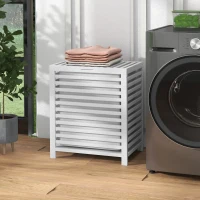 HOMCOM Cesto de Roupa de Bambu Cesto Roupa Suja Capacidade 55L com Bolsa Amovível Forma Retangular 50x36x60 cm Branco(m-7)