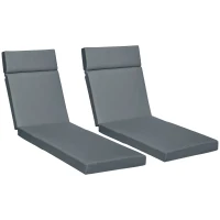 Outsunny Set of 2 Sun Lounger Cushions - Replacement Cushions for Rattan Furniture with Ties, 196 x 55 cm, Cushion ONLY, Dark Grey(m-11)