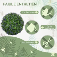 HOMCOM Lot de 2 boules topiaires artificielles, fausses plantes décoratives résistantes aux UV, Ø 42 cm, violet et vert(m-5)