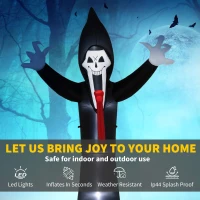 Outsunny 10 FT Grim Reaper Halloween Inflatable with 5 Built-in LED Lights, Blow Up Outdoor Halloween Decoration for Indoor, Outdoor Party(m-4)