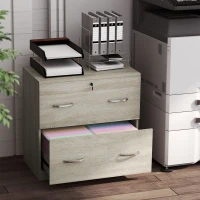 Vinsetto Classeur de Bureau avec 2 Tiroirs avec Rails pour Dossiers Suspendus pour A4 Serrure et 2 Clés 74x42x72 cm Naturel(m-4)