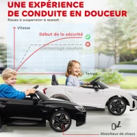 HOMCOM Voiture électrique enfant 12 V - véhicule électrique avec télécommande parentale fournie - V. Max. 5 Km/h - effets sonores, lumineux - Audi RS E-tron GT blanc(m-7)