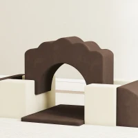 AIYAPLAY 7 Piece Kids Soft Play Set with Detachable Cover, Baby Indoor Climb and Crawl Foam Toy for Toddlers, Preschoolers, Brown(m-8)