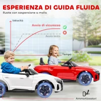 HOMCOM Macchina Elettrica per Bambini 5 Anni max Licenza Audi con Pulsanti, Cinture e Fari, 103x58x41 cm, Rossa e Nera(m-7)