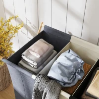 HOMCOM Cesto para Ropa Sucia Plegable con 3 Compartimentos Capacidad 129L con Marco de Bambú y Bolsas Extraíbles Multicolor(m-9)