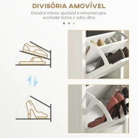 HOMCOM Sapateira Estreita com Prateleiras Ajustáveis e Compartimento Aberto para 10 Pares de Sapatos 58x24x105 cm Branco(m-6)